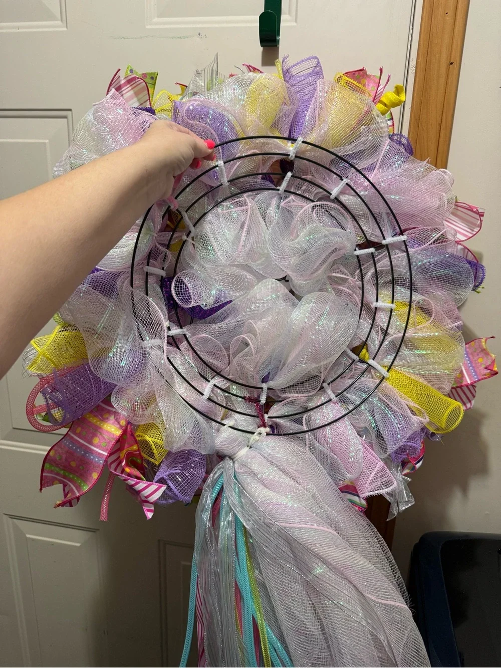 Handmade Unicorn Plush Deco Wreath - Colorful Ribbon Party Decor